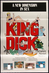 6m0282 LOT OF 17 FORMERLY TRI-FOLDED SINGLE-SIDED KING DICK ONE-SHEETS 1973 sexy cartoon!