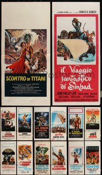 6m0640 LOT OF 16 FORMERLY FOLDED SWORD & SANDAL ITALIAN LOCANDINAS 1960s-1980s cool movie images!