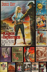 6m0066 LOT OF 20 FORMERLY FOLDED FRENCH 23X32 POSTERS 1950s-1970s a variety of cool movie images!