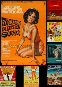 6m0129 LOT OF 9 FORMERLY FOLDED ELIZABETH TAYLOR DANISH POSTERS 1950s-1960s great images!
