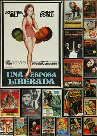 6m0044 LOT OF 29 FORMERLY FOLDED NON-US POSTERS 1960s-1990s a variety of cool movie images!