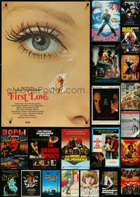 6m0043 LOT OF 32 MOSTLY UNFOLDED NON-US POSTERS 1970s-2010s a variety of cool movie images!