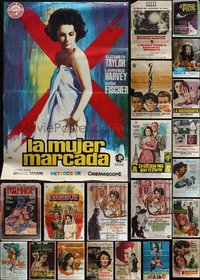 6m0124 LOT OF 23 FOLDED ELIZABETH TAYLOR SPANISH POSTERS 1960s-1980s a variety of great images!