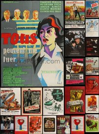 6m0063 LOT OF 27 FORMERLY FOLDED FRENCH 23X32 POSTERS 1960s-1990s a variety of cool movie images!
