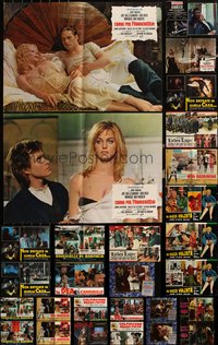 6m0751 LOT OF 31 FORMERLY FOLDED ITALIAN 19X27 PHOTOBUSTAS 1970s-1980s a variety of movie scenes!
