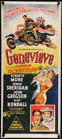 6p0485 GENEVIEVE Aust daybill R1960s gayest, ragiest comedy of the year, different & ultra rare!
