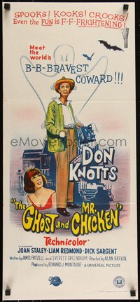 6p0486 GHOST & MR. CHICKEN Aust daybill 1966 scared Don Knotts fighting spooks, kooks, and crooks!