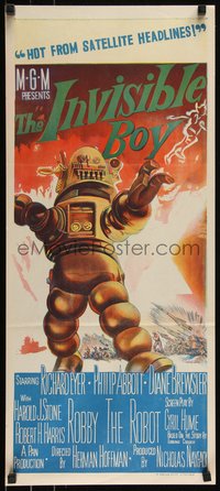 6p0492 INVISIBLE BOY Aust daybill 1957 different art of Robby the Robot, from satellite headlines!