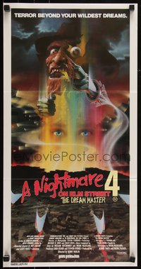 6p0510 NIGHTMARE ON ELM STREET 4 Aust daybill 1989 art of Englund as Freddy Krueger by Matthew Peak!