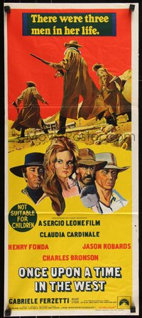 6p0511 ONCE UPON A TIME IN THE WEST Aust daybill 1970 Leone, art of Cardinale, Fonda, Bronson & Robards!
