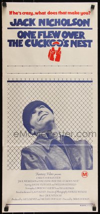 6p0512 ONE FLEW OVER THE CUCKOO'S NEST Aust daybill 1976 great c/u of Jack Nicholson, Forman classic