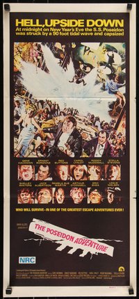 6p0516 POSEIDON ADVENTURE Aust daybill 1973 Gene Hackman & Stella Stevens escaping by Mort Kunstler!