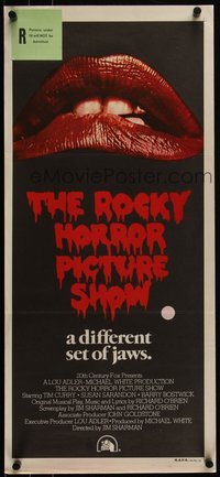 6p0522 ROCKY HORROR PICTURE SHOW Aust daybill 1975 c/u lips image, a different set of jaws!