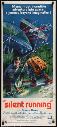 6p0525 SILENT RUNNING Aust daybill 1972 Douglas Trumbull, art of Bruce Dern & his robot!