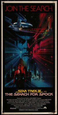 6p0527 STAR TREK III Aust daybill 1984 The Search for Spock, art of Leonard Nimoy by Bob Peak!