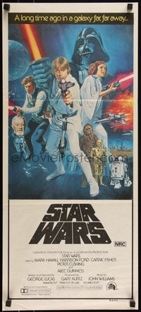 6p0528 STAR WARS Aust daybill 1977 George Lucas sci-fi epic, classic art by Tom William Chantrell!