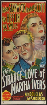 6p0529 STRANGE LOVE OF MARTHA IVERS Aust daybill 1946 Richardson Studio art of Stanwyck, Van Heflin!
