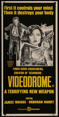 6p0534 VIDEODROME Aust daybill 1984 David Cronenberg, James Woods, huge c/u of Debbie Harry, sci-fi!