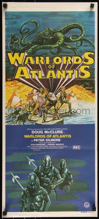 6p0535 WARLORDS OF ATLANTIS Aust daybill 1978 really cool different fantasy artwork with monsters!
