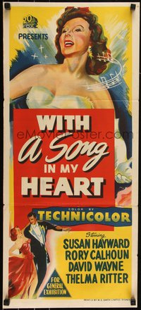 6p0539 WITH A SONG IN MY HEART Aust daybill 1952 artwork of elegant Susan Hayward as singer Jane Froman!