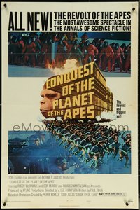 6p0961 CONQUEST OF THE PLANET OF THE APES style B 1sh 1972 Roddy McDowall, apes are revolting!