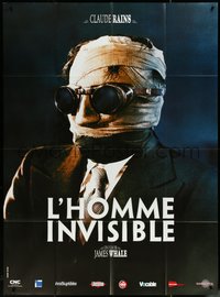 6p0122 INVISIBLE MAN French 1p R2000s James Whale, H.G. Wells, wonderful different image!
