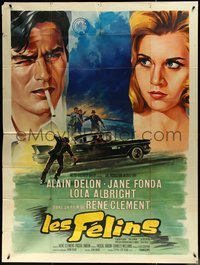 6p0124 JOY HOUSE French 1p 1964 Clement's Les Felins, Soubie art of sexy Jane Fonda & Delon, rare!