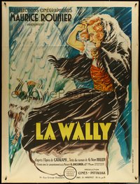 6p0127 LA WALLY French 1p 1933 Venabert art of woman in intense snow storm, ultra rare!