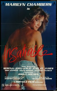 6p1073 INSATIABLE 24x37 1sh 1980 super sexy topless Marilyn Chambers wearing only jean shorts!