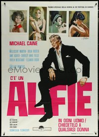 6p0136 ALFIE Italian 1p 1966 different art of Michael Caine & sexy girls by Sandro Symeoni!