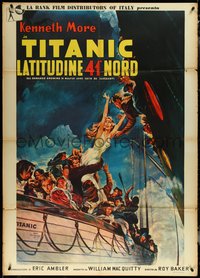 6p0151 NIGHT TO REMEMBER Italian 1p 1958 Titanic bio, John Floherty Jr. art of tragedy, ultra rare!