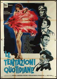 6p0160 DEVIL & THE 10 COMMANDMENTS Italian 2p 1962 De Seta art of showgirl & feathers, ultra rare!