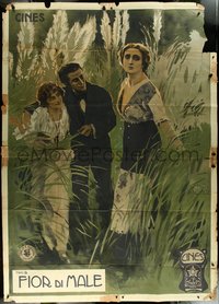 6p0161 FLOWER OF EVIL style B Italian 2p 1915 art of man with prostitutes in tall grass, ultra rare!