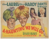 6p0541 A-HAUNTING WE WILL GO TC 1942 art of Laurel & Hardy + Dante the Magician & sexy Sheila Ryan!