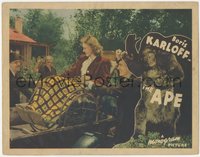 6p0615 APE LC 1940 Boris Karloff helps Maris Wrixon in wheelchair + wacky gorilla in border!