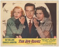 6p0621 BIG CLOCK LC #3 1948 best c/u of Ray Milland with gun, Maureen O'Sullivan & Rita Johnson!
