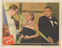 6p0624 BLACK ANGEL LC #6 1946 close up of June Vincent between Dan Duryea & smoking Peter Lorre!