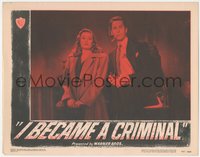 6p0667 I BECAME A CRIMINAL LC #4 1948 close up of Sally Gray & smoking Griffith Jones with gun!