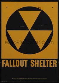 6p0181 FALLOUT SHELTER 10x14 metal sign 1960s designated areas to take cover from radiation, rare!