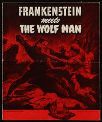6p0042 FRANKENSTEIN MEETS THE WOLF MAN pressbook 1943 cool art of Lon Chaney Jr & Bela Lugosi, rare!