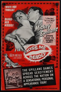 6p0270 KISS ME DEADLY pressbook 1955 Mickey Spillane, Robert Aldrich, Ralph Meeker as Mike Hammer!