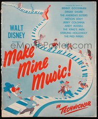 6p0049 MAKE MINE MUSIC pressbook 1946 Walt Disney feature cartoon, cool musical art, ultra rare!