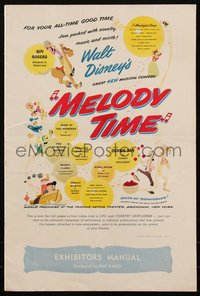 6p0050 MELODY TIME pressbook 1948 Walt Disney cartoon, Pecos Bill, Little Toot & more, ultra rare!