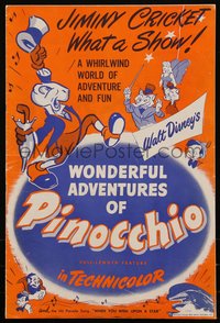 6p0055 PINOCCHIO pressbook R1945 Disney cartoon about a wooden boy who wants to be real, rare!