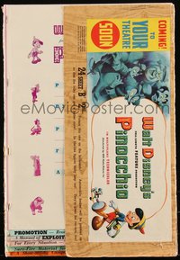 6p0056 PINOCCHIO pressbook 1940 Disney classic cartoon, includes the full-color tipped-in herald!