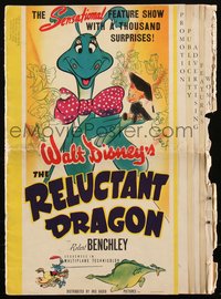 6p0058 RELUCTANT DRAGON pressbook 1941 Walt Disney, with cool full-color poster images, ultra rare!