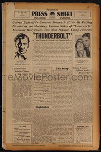 6p0070 THUNDERBOLT pressbook 1929 George Bancroft, Fay Wray, Josef von Sternberg, ultra rare!
