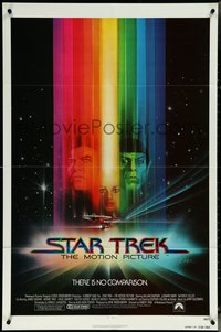 6p1219 STAR TREK advance 1sh 1979 cool art of Shatner, Nimoy, Khambatta and Enterprise by Bob Peak!
