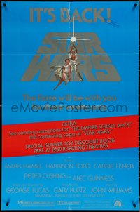 6p1222 STAR WARS studio style 1sh R1979 Lucas classic sci-fi epic, art by Tom Jung, it's back!