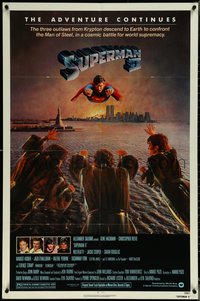 6p1233 SUPERMAN II NSS style 1sh 1981 Christopher Reeve, Terence Stamp, battle over New York City!
